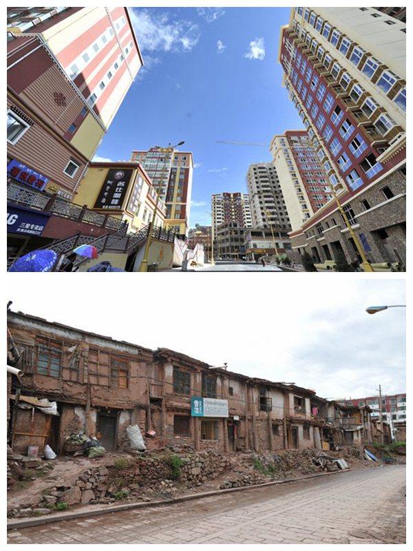 昌都市臥龍街的新舊變化。（昌都市委宣傳部提供）