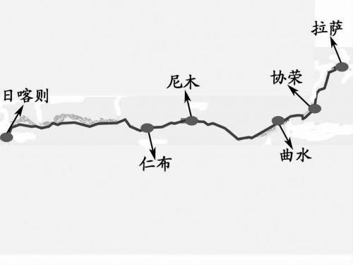 拉日鐵路中途設(shè)置的協(xié)榮、曲水、尼木、仁布站位置分布示意圖。記者田俊制圖