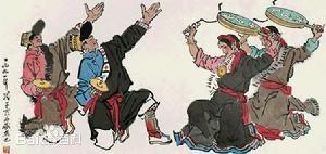  繪畫作品中的熱巴舞。