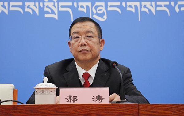 圖為發(fā)言人：自治區(qū)黨委政法委副書記、秘書長、自治區(qū)國安辦常務(wù)副主任、區(qū)教整辦副主任 郝濤.jpg